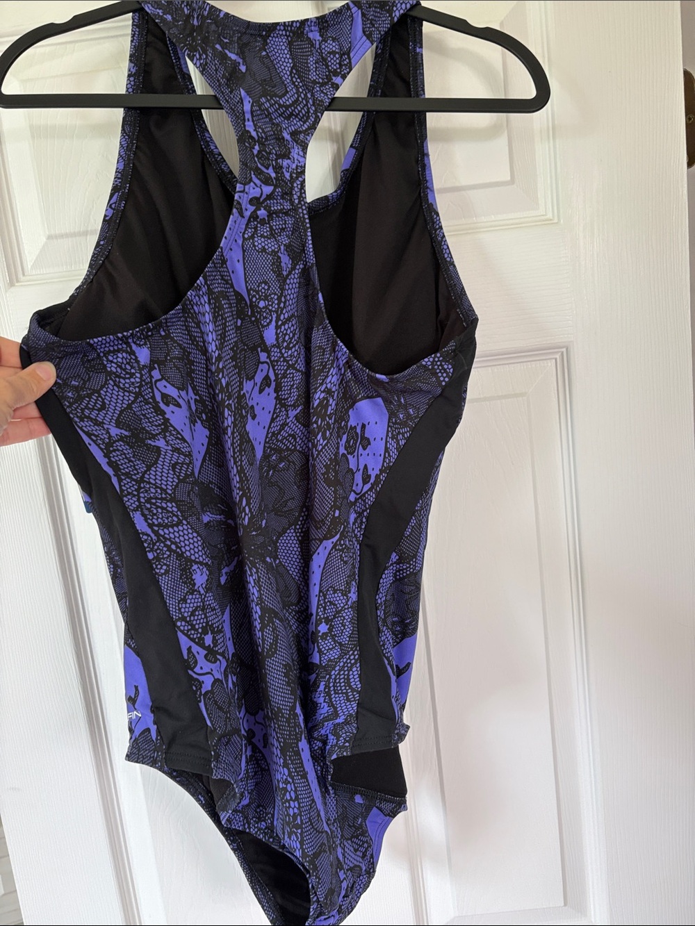 Dolfin Purple and Black Floral Zip-Front Racerback One-Piece - Picture 4 of 4